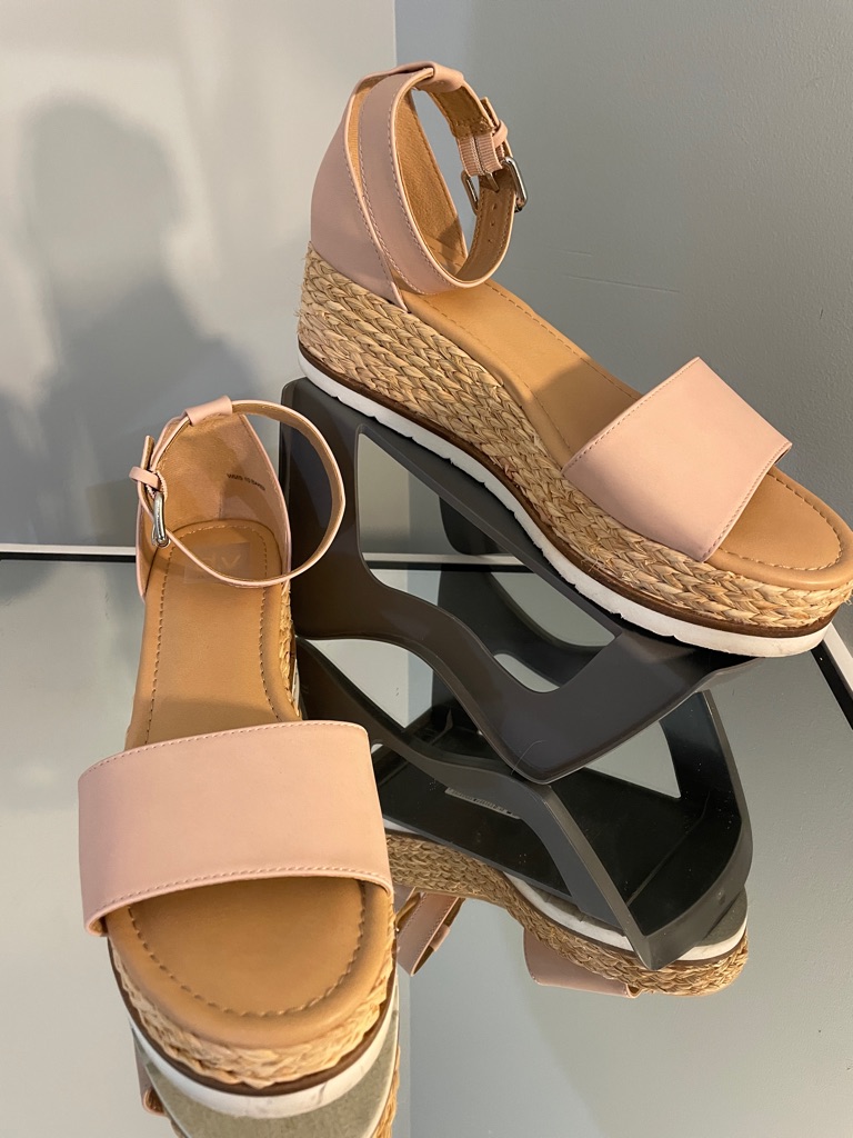 Dolce Vita Blush Pink Espadrille Wedge Sandals With Ankle Strap Baker Flatform